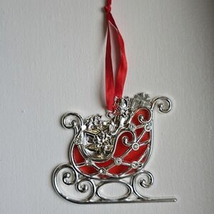Lenox Sparkle And Scroll Crystal SLEIGH Silverplate Christmas Ornament